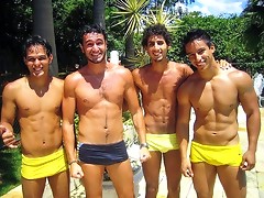 Sexy buddies with perfect bodies outdoors