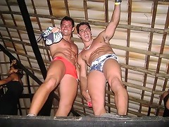 Sexy buddies with perfect bodies outdoors