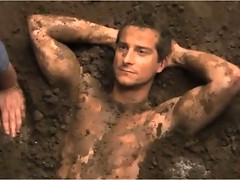 Bear Grylls gets dirty then goes to studio for a photoshoot