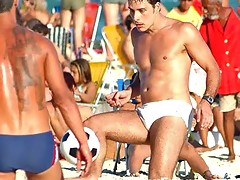 Super sexy and teasing hunks in trunks on the beach