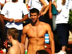 Sexy Michael Phelps showing off his ripped abs and slender body