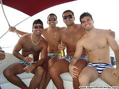 Great bodied amatuer guys having fun posing on the beach