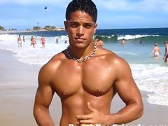 Super sexy and teasing hunks in trunks on the beach