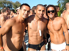 Good looking amatuer hunks on the beach having fun