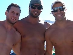 Amateur hunk boys outdoors