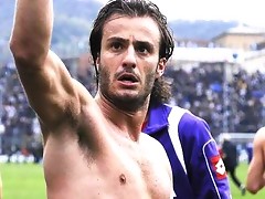 A shirtless Alberto Gilardino showing off his lean tight torso