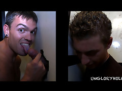 Sucking the tip of his smooth dick