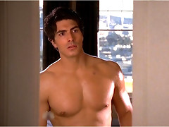 Male celeb Brandon Routh is topless and got into various position